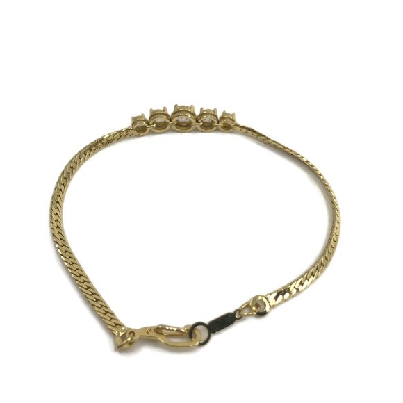 Dainty Gold Tone Rhinestone Bracelet - Picture 5 of 5